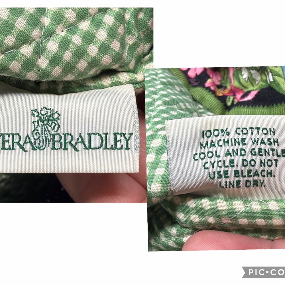 Vera Bradley New Hope Breast Cancer Vintage Tote Black Pink Green READ - Picture 12 of 15